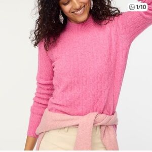J. Crew Cable-Knit Mock Neck Super Soft Yarn Chunky Pink Sweater, Size 3X